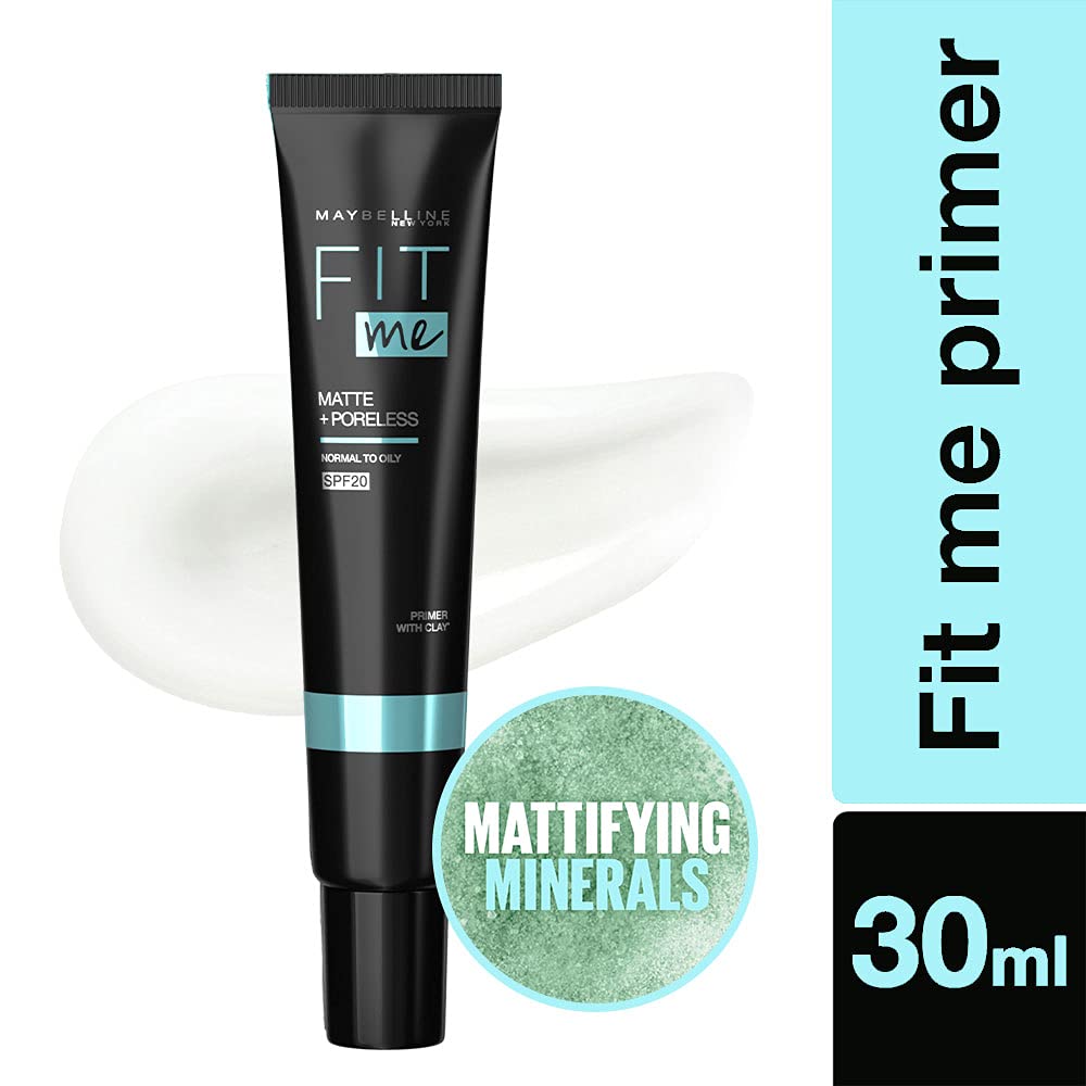 Maybelline New York Primer, Oils Absorbing, Moisturises and Smooths Skin, Long-lasting, Fit Me Matte + Poreless Finish, 30ml - Image 2