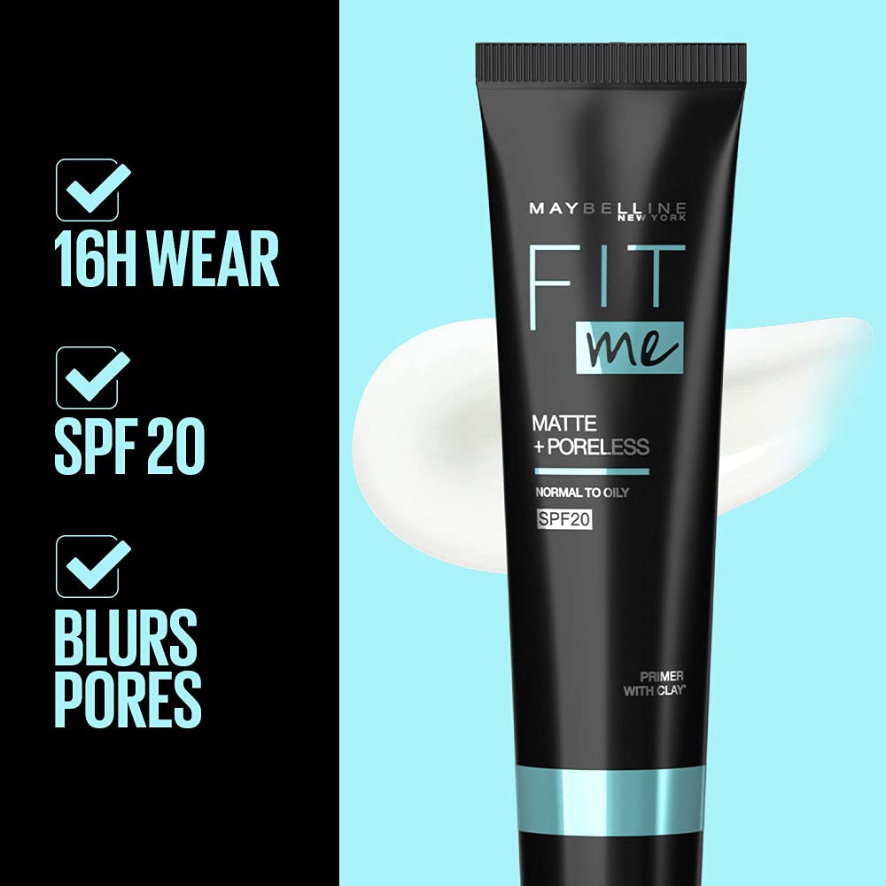 Maybelline New York Primer, Oils Absorbing, Moisturises and Smooths Skin, Long-lasting, Fit Me Matte + Poreless Finish, 30ml - Image 3