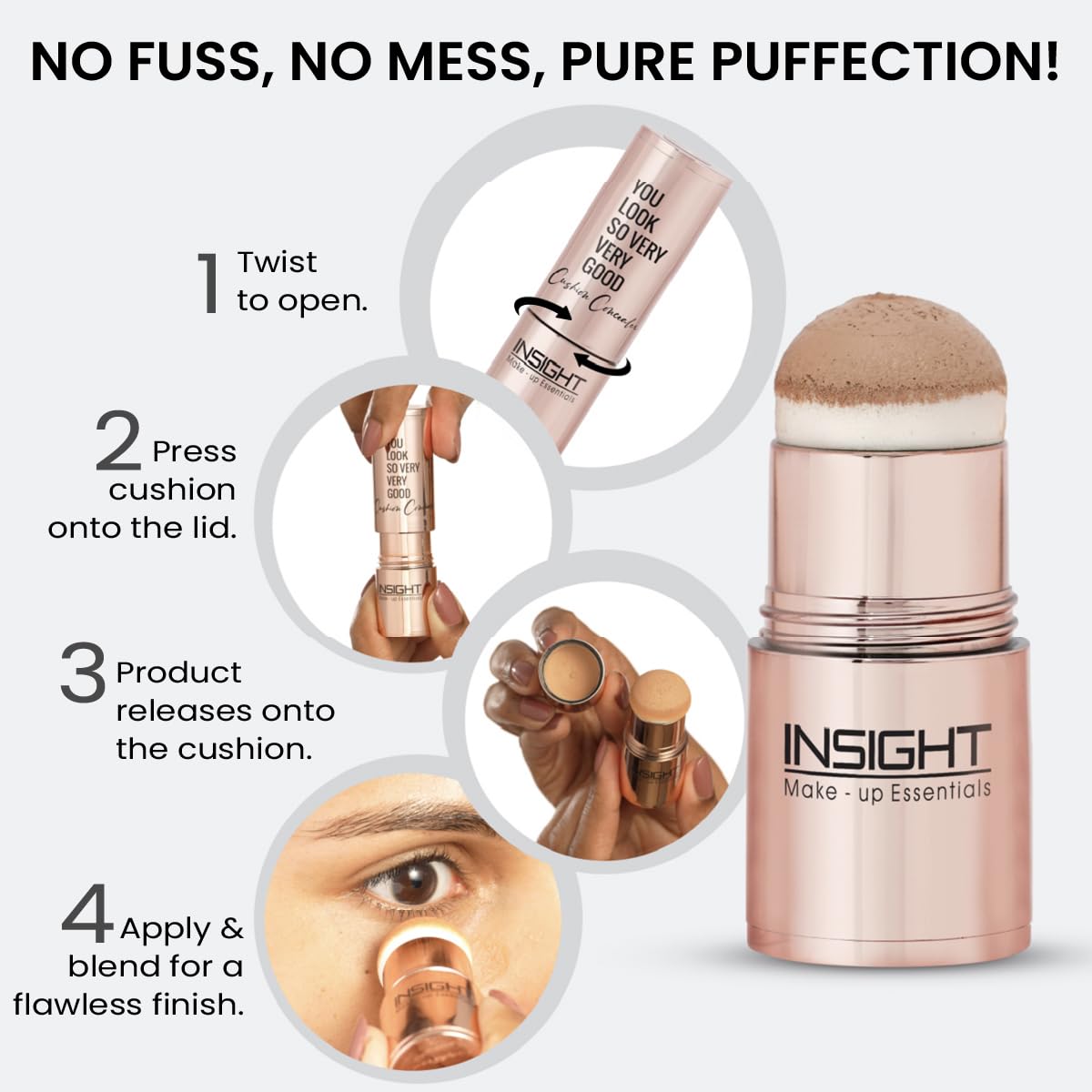 INSIGHT Cushion Concealer for Natural Flawless Finish | Vitamin E Infused | Featherlight, Buildable Coverage | Multipurpose & Travel-Friendly | Shade: Orange Corrector, 3g - Image 4